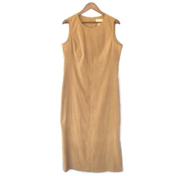 Vintage Dresses & Skirts - Vintage Studio C Tan Camel Maxi Modest Sleeveless Dress Sz Medium